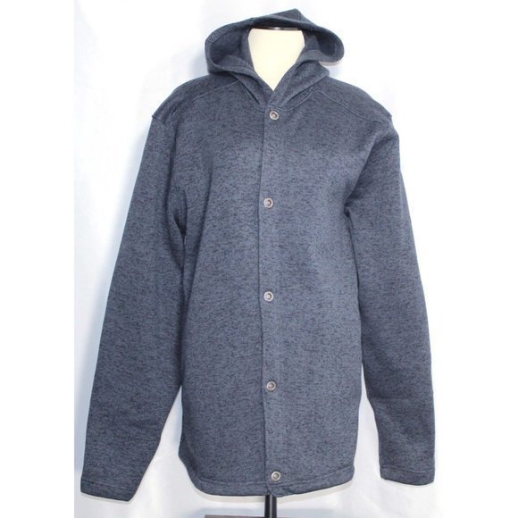 Merrell Jackets & Blazers - Merrell Select Regulate Blue‎ Soft Fleece Hooded Snap Jacket Womens Size Large